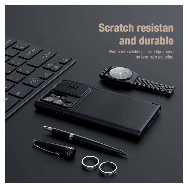 Maskica Nillkin Qin Pro Leather za Samsung S908B Galaxy S22 Ultra 5G crna