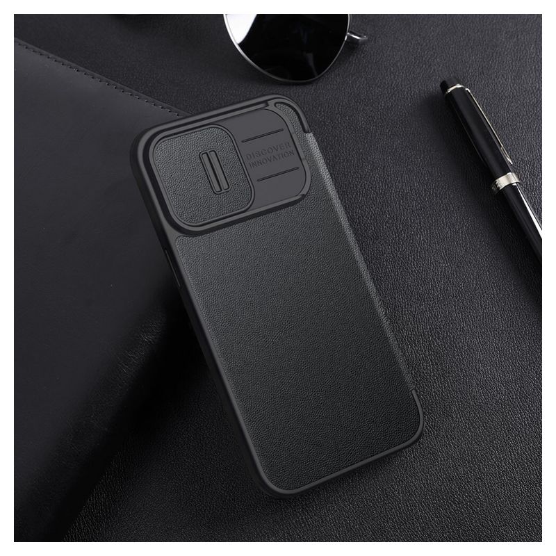 Maskica Nillkin Qin Pro (plain leather) za iPhone 14 Pro 6.1 crna