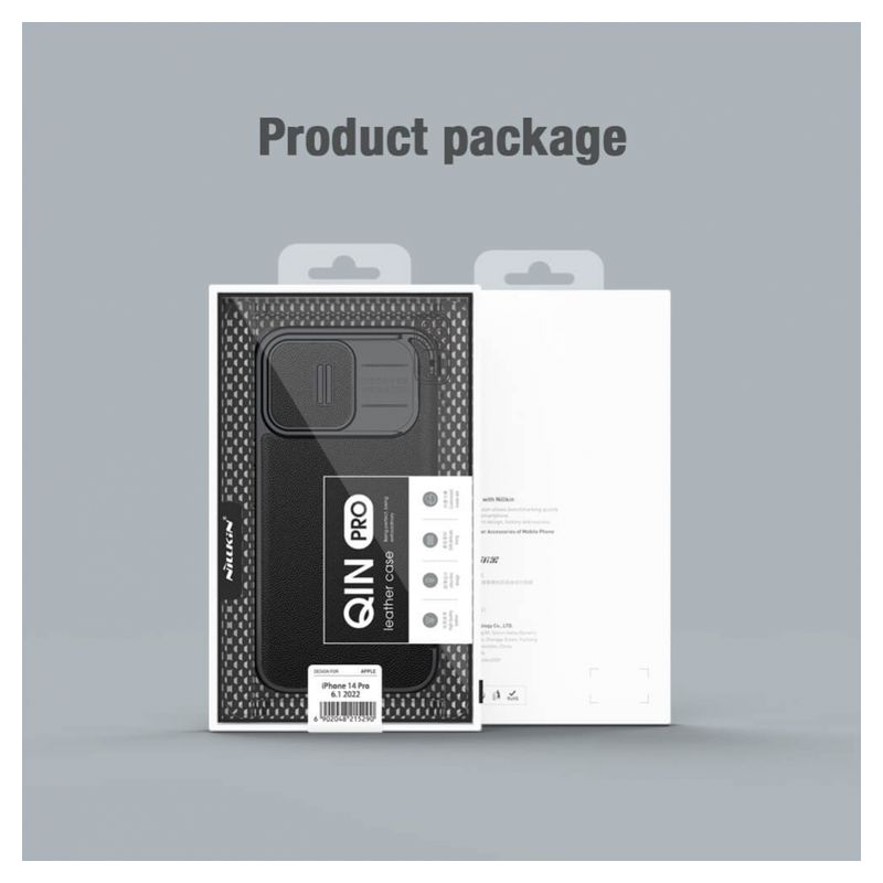 Maskica Nillkin Qin Pro (plain leather) za iPhone 14 Pro 6.1 crna