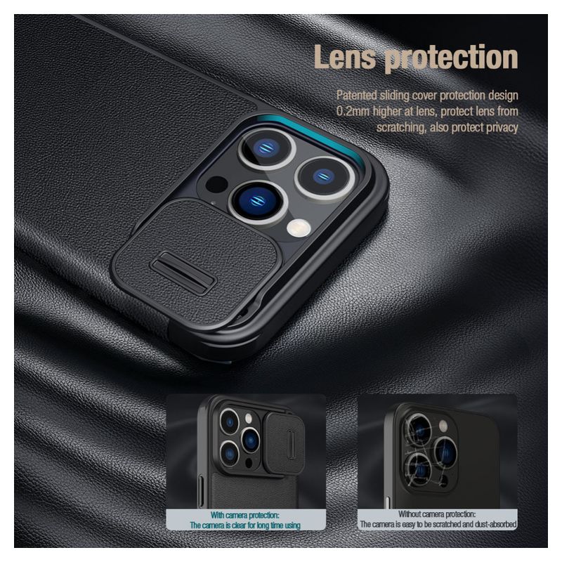 Maskica Nillkin Qin Pro (plain leather) za iPhone 14 Pro Max 6.7 crna