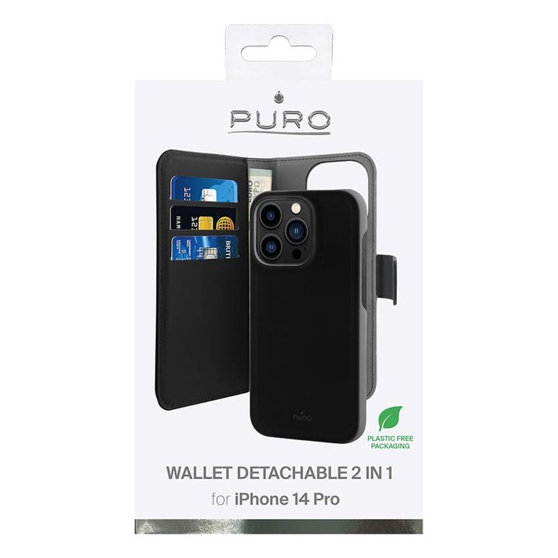 Maskica Puro novcanik 2u1 za iPhone 14 Pro 6.1 crna