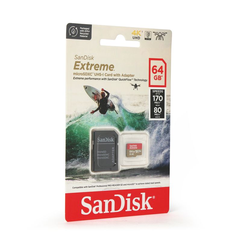 Mem.Kartica SanDisk SDXC Extreme micro 64GB 170 MB/s UHS-I U3 V30+adapter
