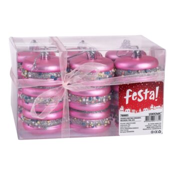 Novogodišnji ukras macaroon roze 8cm - 6K