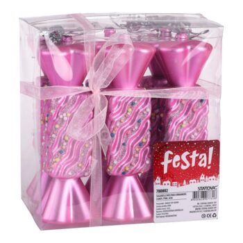 Novogodišnji ukras bombona roze 8cm - 6K