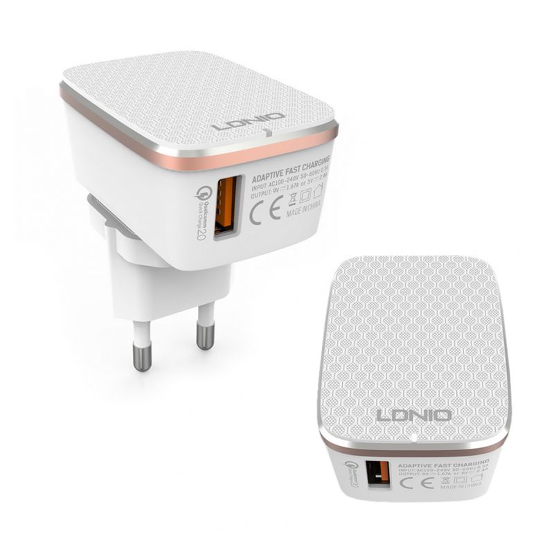 Kucni punjac LDNIO A1204Q Quick Charge 3.0 USB 5V 2.4A sa micro USB kablom beli