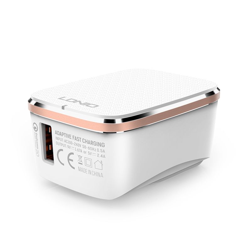 Kucni punjac LDNIO A1204Q Quick Charge 3.0 USB 5V 2.4A sa micro USB kablom beli