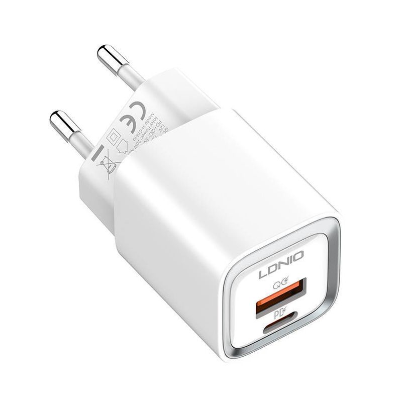 Kucni punjac LDNIO A2318C 20W PD Quick Charge 3.0 sa Type C na Type C kablom beli
