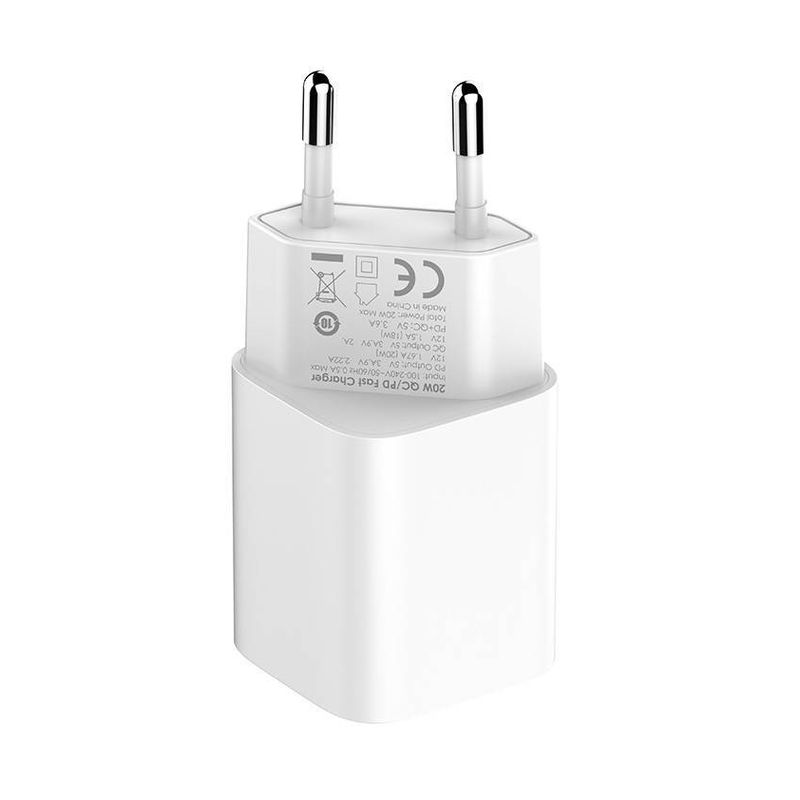 Kucni punjac LDNIO A2318C 20W PD Quick Charge 3.0 sa Type C na Type C kablom beli