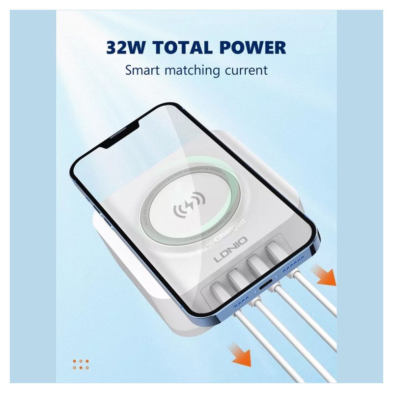 Kucni punjac LDNIO AW004 32W Desktop Wireless Quick Charge 3.0 + PD 30W beli