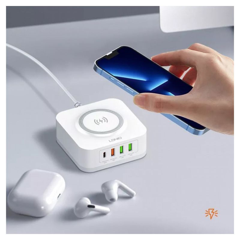Kucni punjac LDNIO AW004 32W Desktop Wireless Quick Charge 3.0 + PD 30W beli