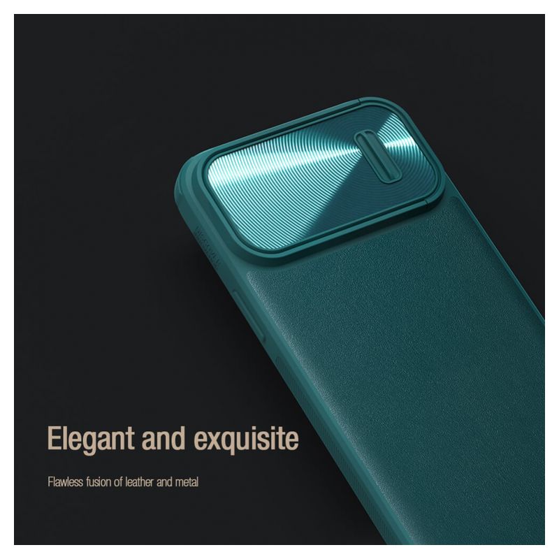 Maskica Nillkin CamShield Leather S za iPhone 14 Pro Max 6.7 zelena