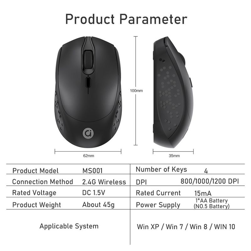 Mis Wireless Asus MS001 crni