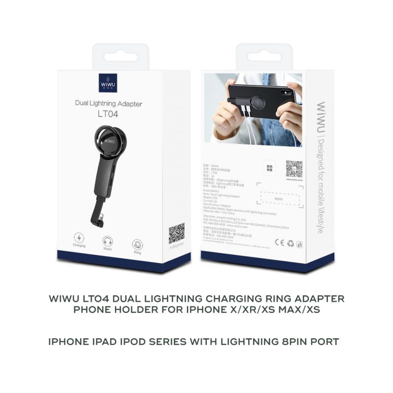 Adapter Wiwu za slusalice i punjenje iPhone lighting crni