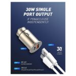 Auto punjac LDNIO C506Q PD, QC4+, 30W  gold USB Type C - Slika 8