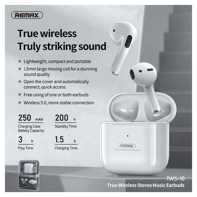 Bluetooth slusalice REMAX TWS-10 bele