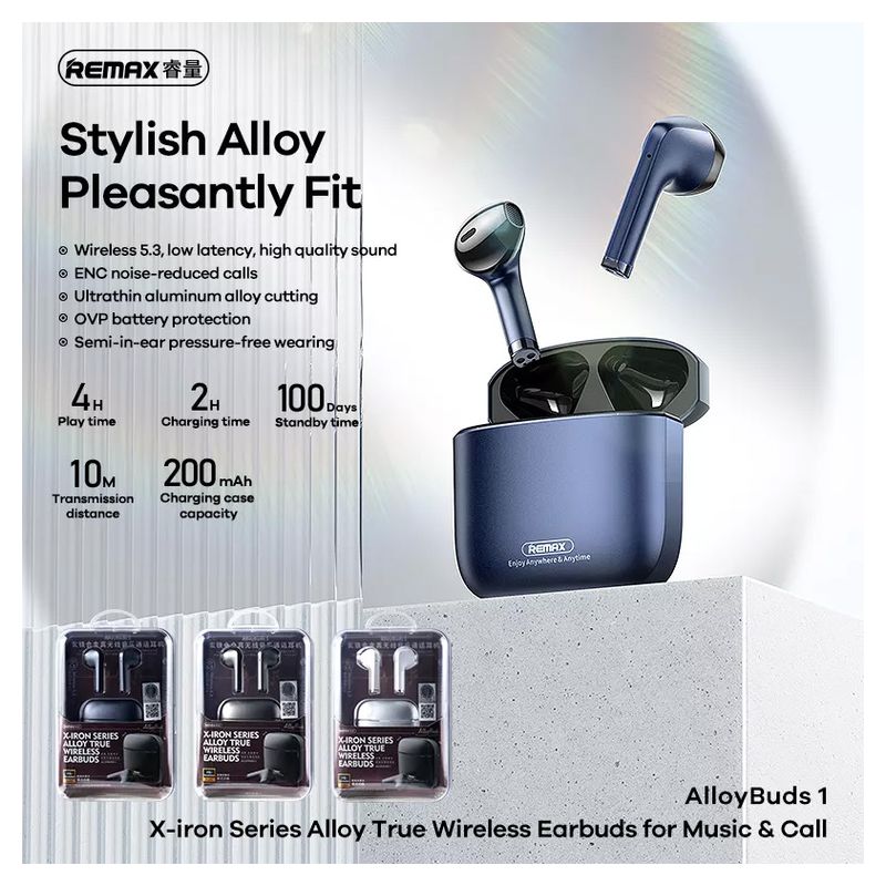 Bluetooth slusalice REMAX X-iron Series AlloyBuds 1 crne