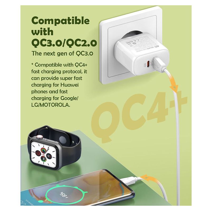 Kucni punjac LDNIO A2526C PD, QC4+, QC3.0, PPS 45W Type C na Lightning