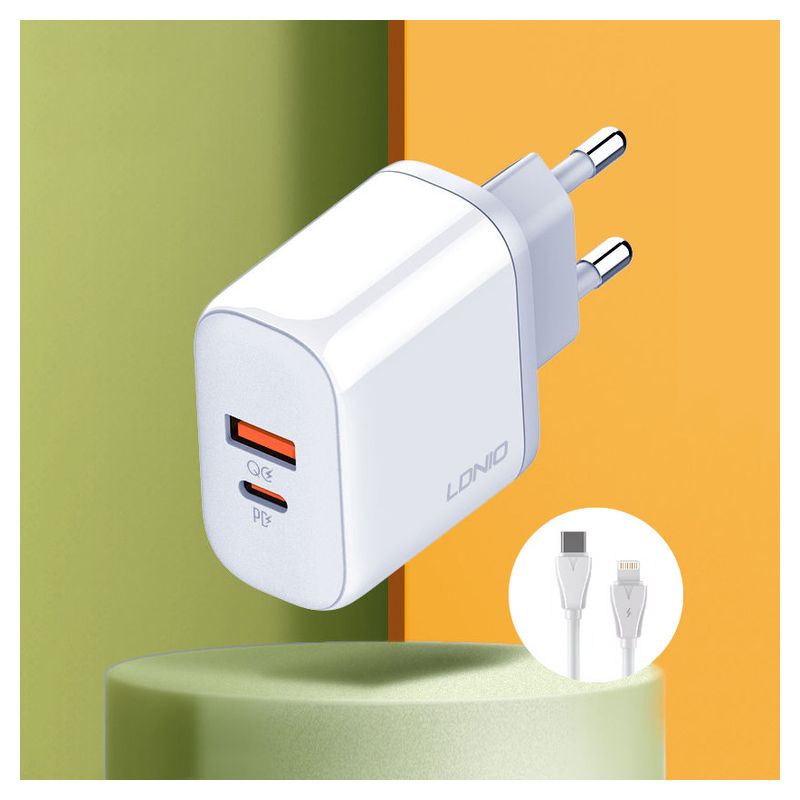 Kucni punjac LDNIO A2526C PD, QC4+, QC3.0, PPS 45W Type C na Lightning
