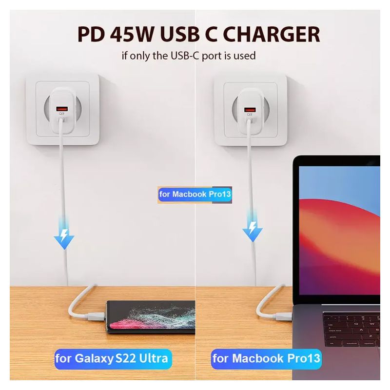 Kucni punjac LDNIO A2526C PD, QC4+, QC3.0, PPS 45W USB na Lightning