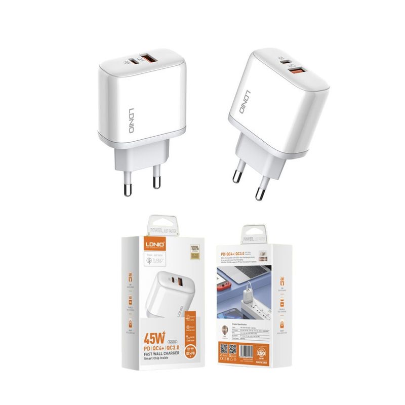Kucni punjac LDNIO A2526C PD, QC4+, QC3.0, PPS 45W USB na Lightning