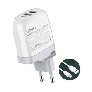 Kucni punjac LDNIO A3511Q PD, QC4+, QC3.0, PPS, 65W USB na Lightning