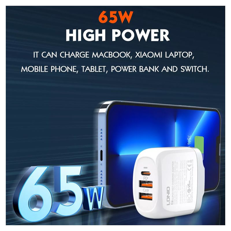 Kucni punjac LDNIO A3511Q PD, QC4+, QC3.0, PPS, 65W USB na Type C