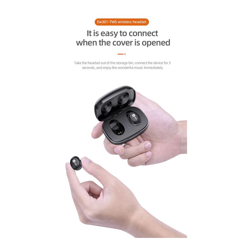 Bluetooth slusalice Lenovo TWS Earbuds EW301 Airpods crne