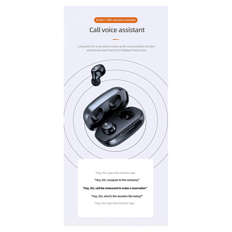 Bluetooth slusalice Lenovo TWS Earbuds EW301 Airpods crne