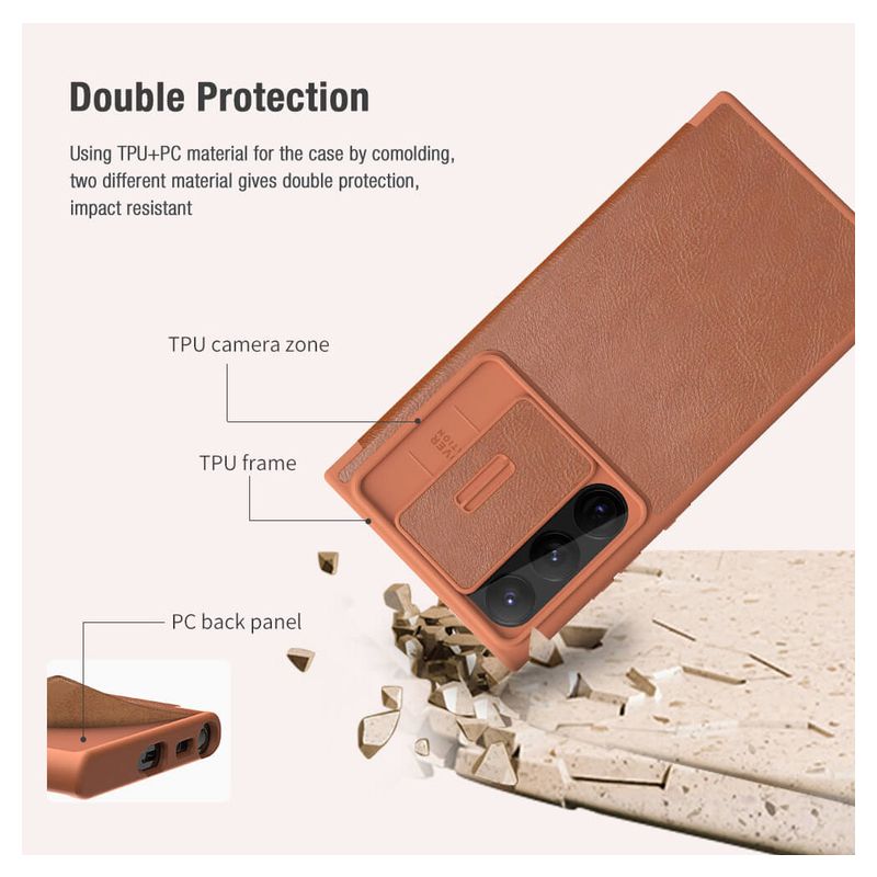 Maskica Nillkin Qin Pro Leather za Samsung Galaxy S23 Ultra crna