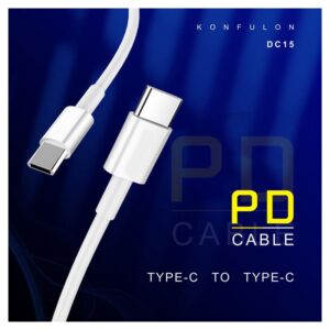 Data kabl KONFULON DC15 PD 60W Super Fast Charge Type C na Type C beli 1m