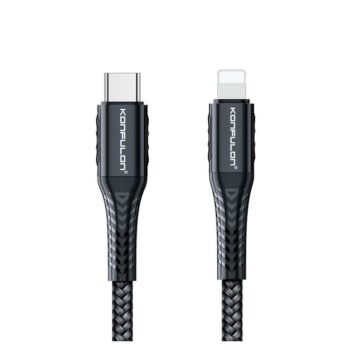 Data kabl KONFULON DC36 PD 20W Super Fast Charge Type C na lighting crni 0.2m
