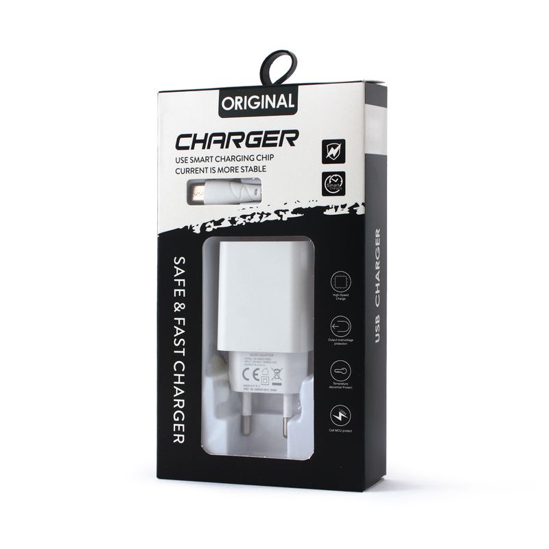 Kucni punjac 2.1A sa USB na micro USB kablom CE beli