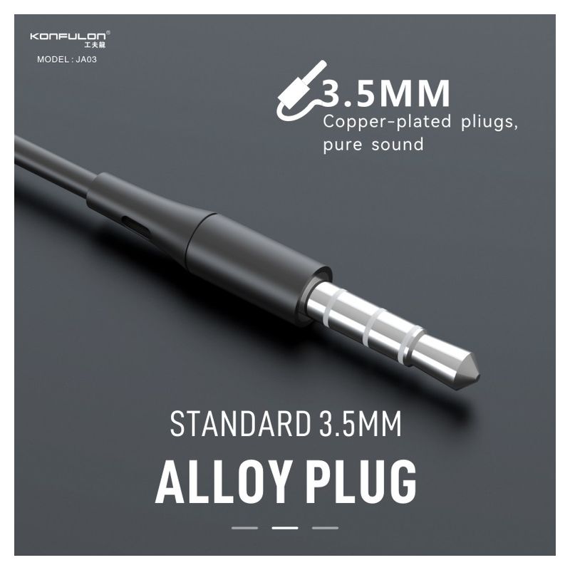 Slusalice KONFULON JA03 3.5mm srebrne 1.2m