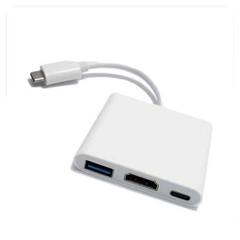 Adapter Type C na USB/HDMI/Type C srebrno-beli AAA
