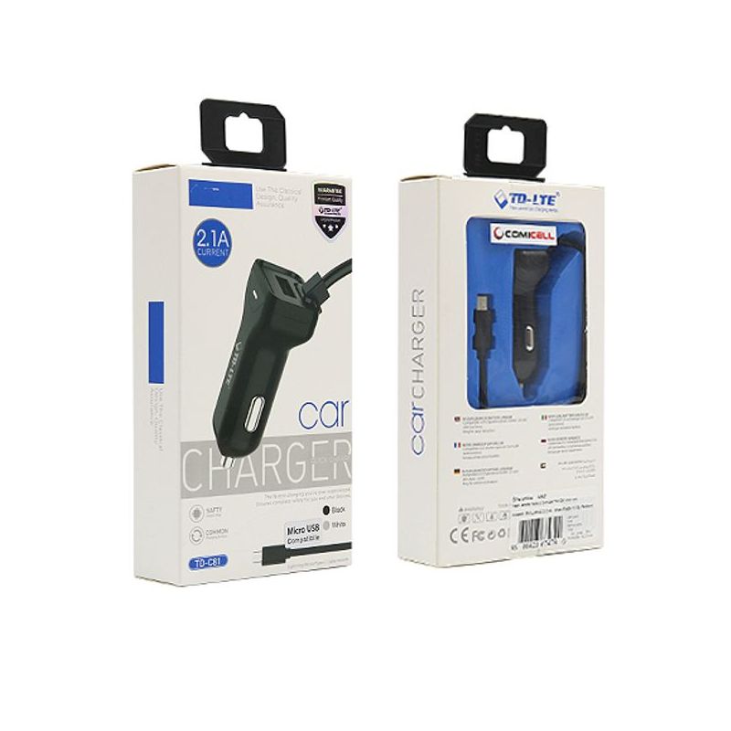 Auto punjac Comicell TD-C81 2.1A USB microUSB crni