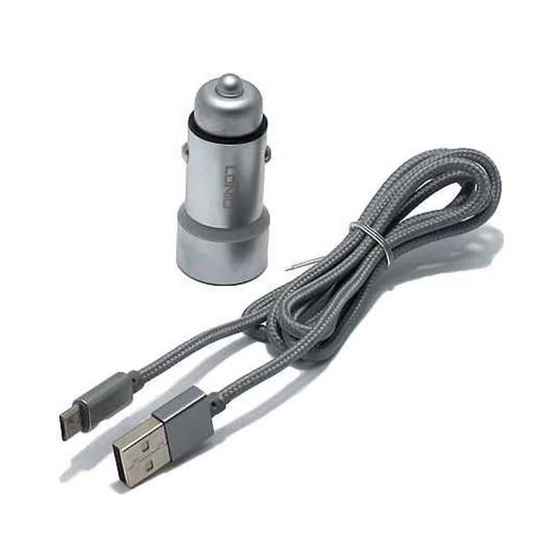 Auto punjac LDNIO C302 2xUSB 5V/3.6A microUSB srebrni