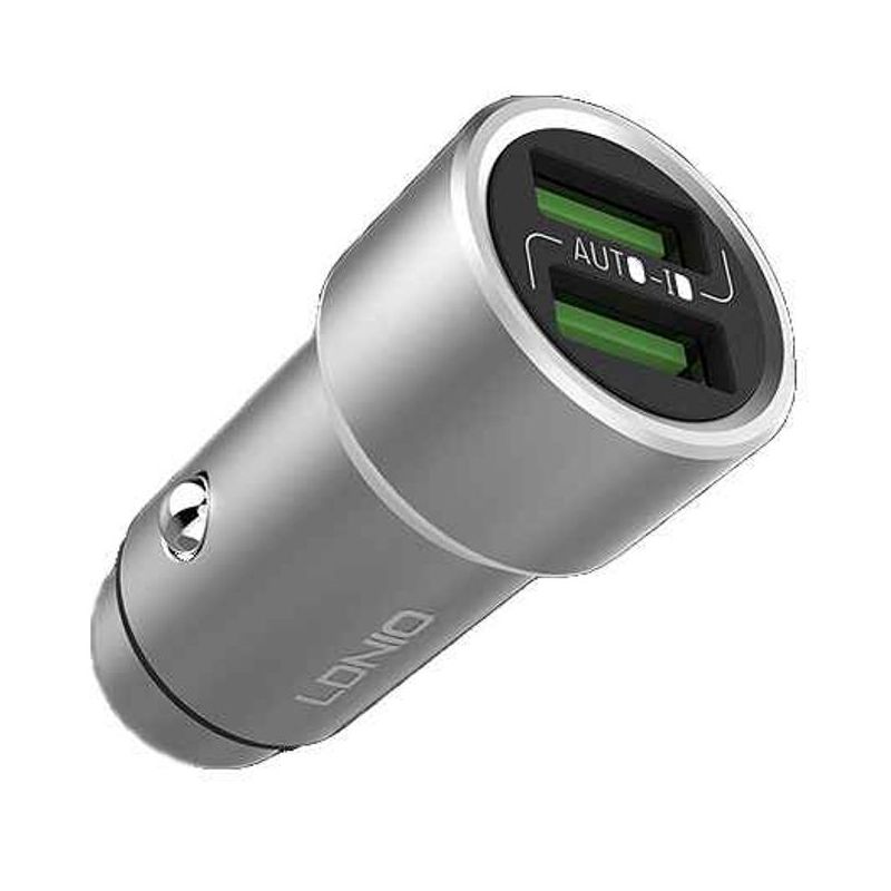Auto punjac LDNIO C302 2xUSB 5V/3.6A microUSB srebrni