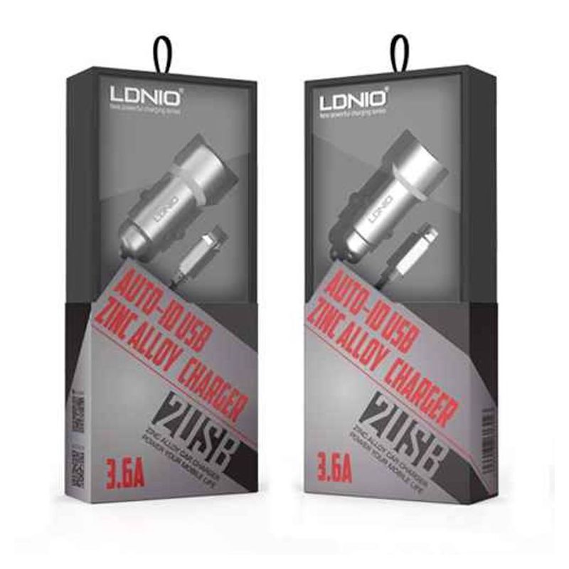 Auto punjac LDNIO C302 2xUSB 5V/3.6A microUSB srebrni