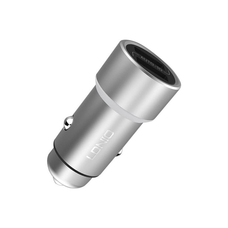 Auto punjac LDNIO C302 2xUSB 5V/3.6A Type C srebrni