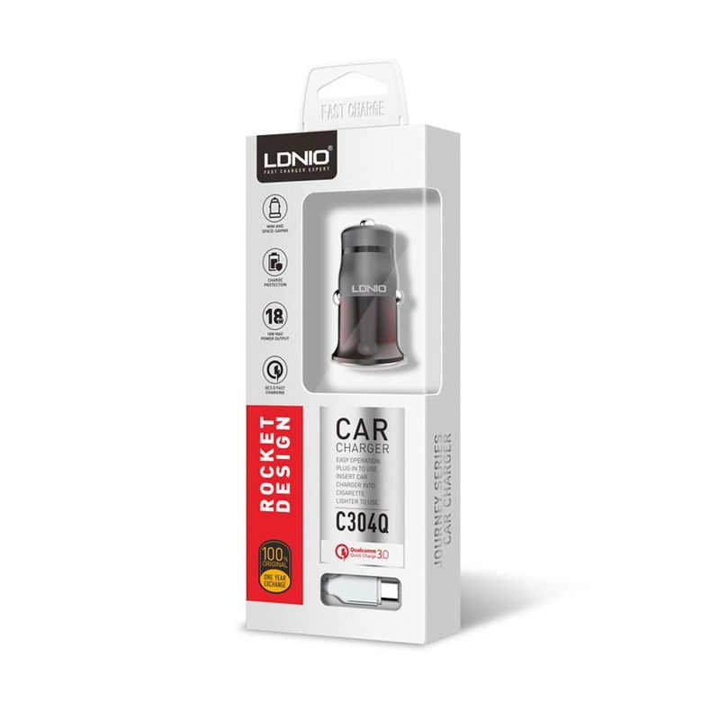 Auto punjac LDNIO C304Q USB 5V/3A FAST QC 3.0 za Iphone lightning bordo