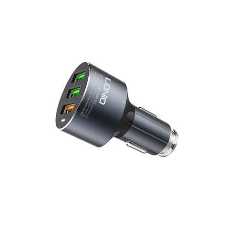 Auto punjac LDNIO C703Q 3xUSB 5V/3A FAST QC 3.0 Type C sivi