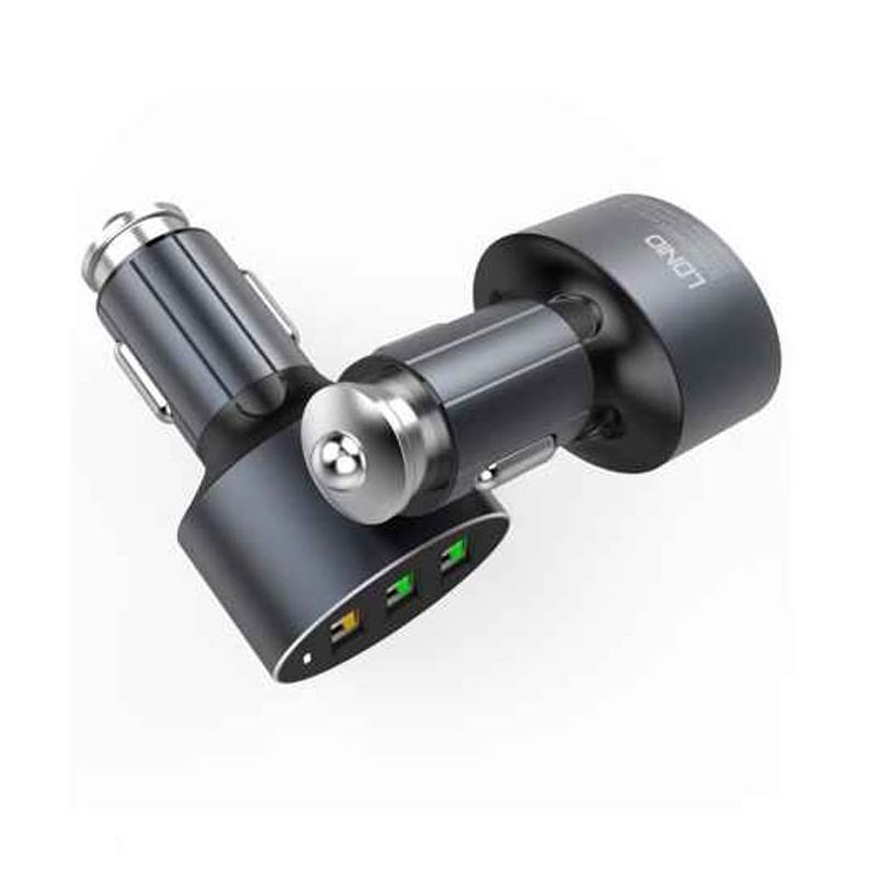 Auto punjac LDNIO C703Q 3xUSB 5V/3A FAST QC 3.0 Type C sivi