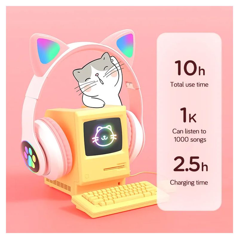 Bluetooth slusalice Cat Ear ljubicaste