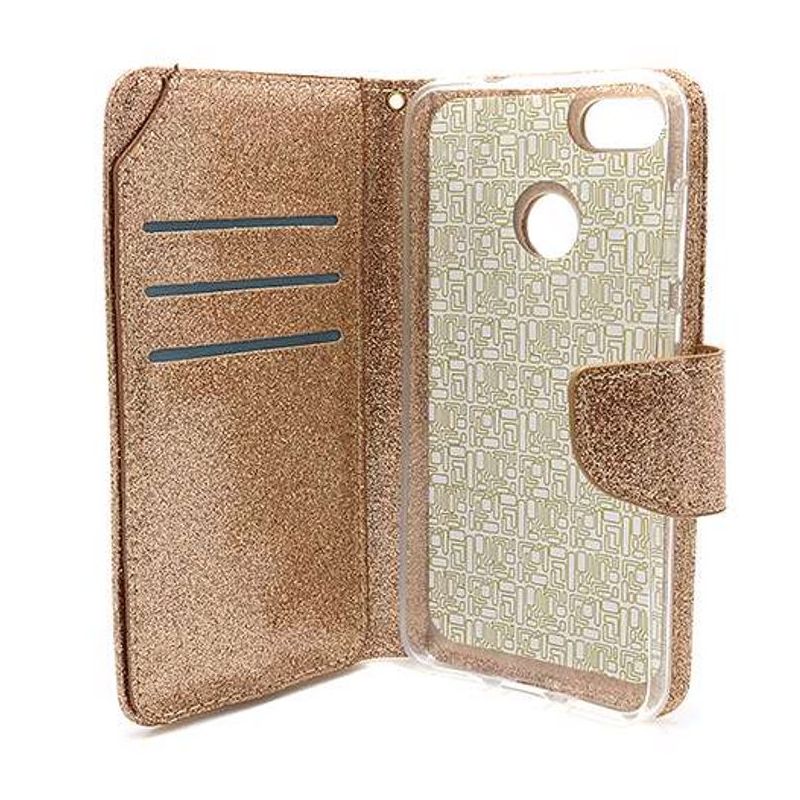 Futrola BI FOLD GLITTER za Huawei P9 Lite Mini/Y6 Pro 2017 zlatna