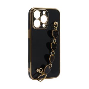 Futrola Glass Heart Chain za iPhone 13 Pro (6.1) crna