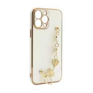 Futrola Glass Heart Chain za iPhone 13 Pro Max (6.7) bela