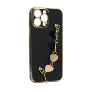 Futrola Glass Heart Chain za iPhone 13 Pro Max (6.7) crna