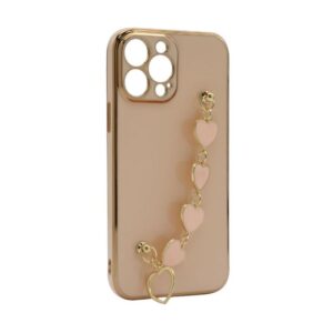 Futrola Glass Heart Chain za iPhone 13 Pro Max (6.7) pink