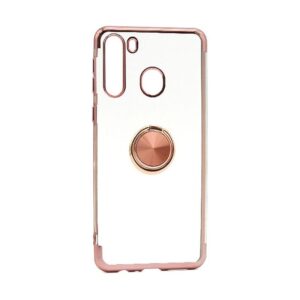 Futrola MAGNETIC RING CLEAR za Samsung A215F Galaxy A21 roze