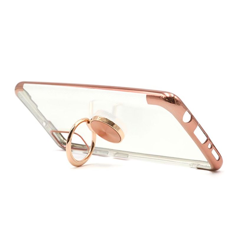 Futrola MAGNETIC RING CLEAR za Samsung A415F Galaxy A41 roze